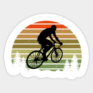 Cyclist retro vintage sunset style Sticker